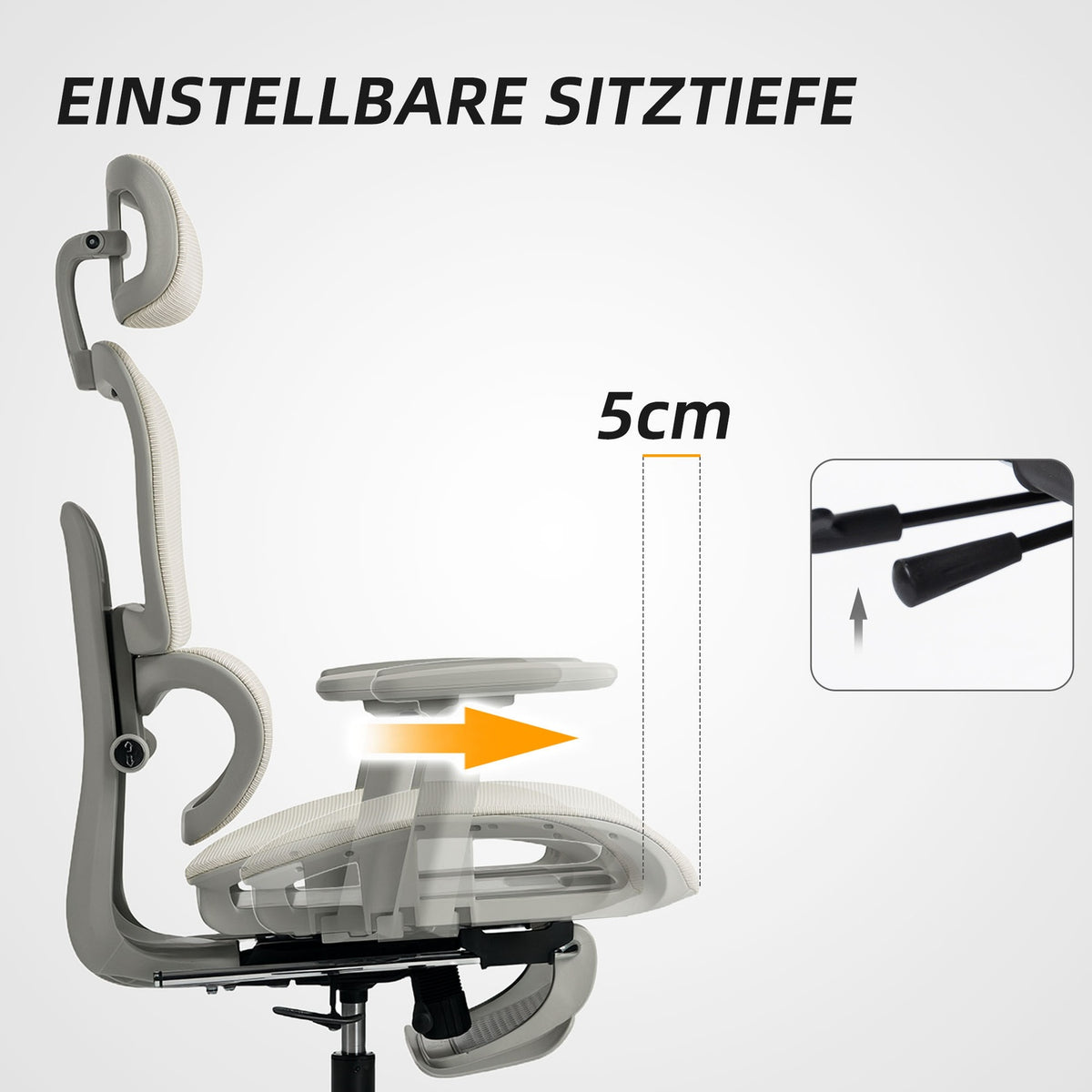 Ergonomic Office Chair, Adjustable Mesh, Armrests, Beige