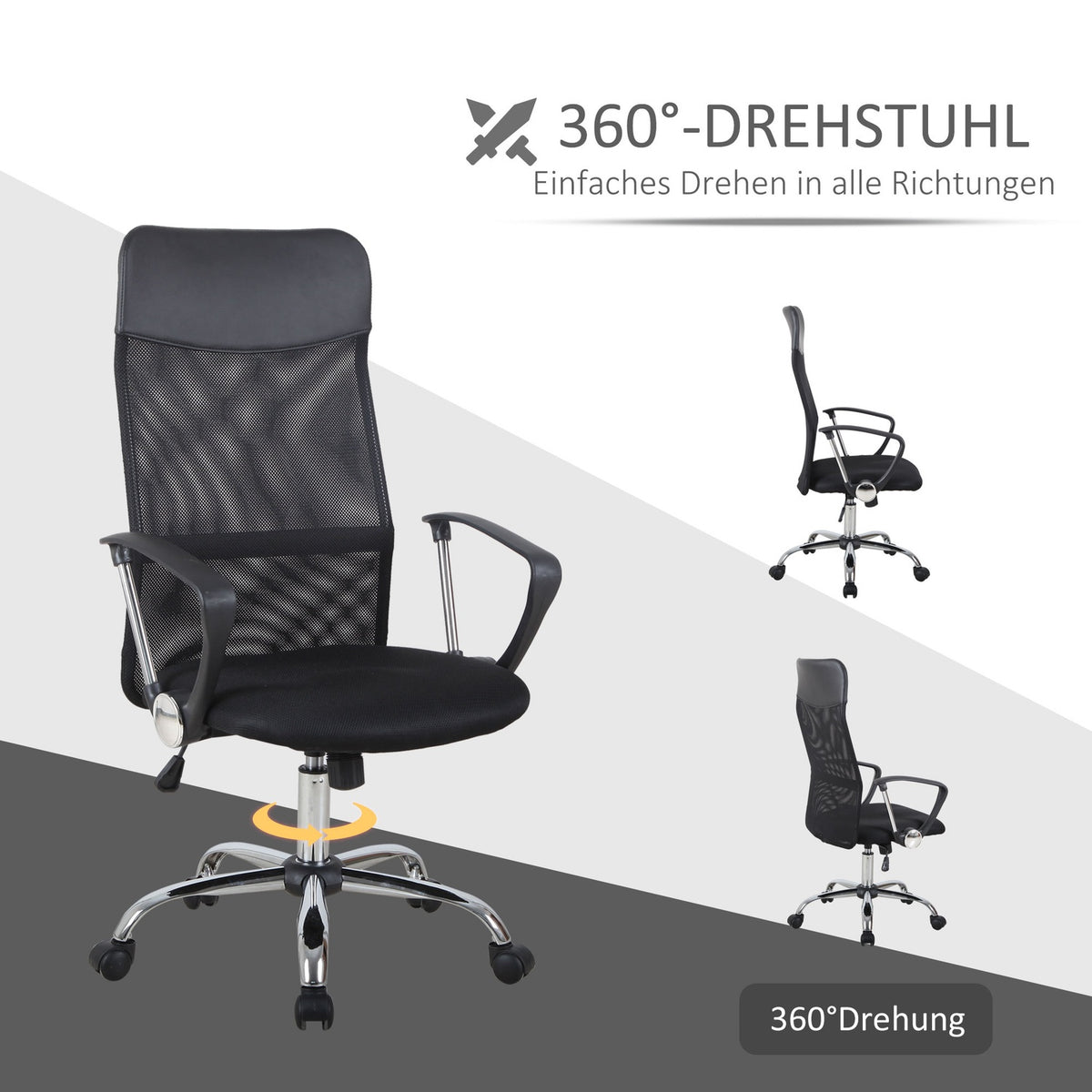 Ergonomic Office Chair, Gaming Chair, Swivel Chair With Rocker Function, Height-Adjustable Desk Chair, Foam, Mesh, Black
