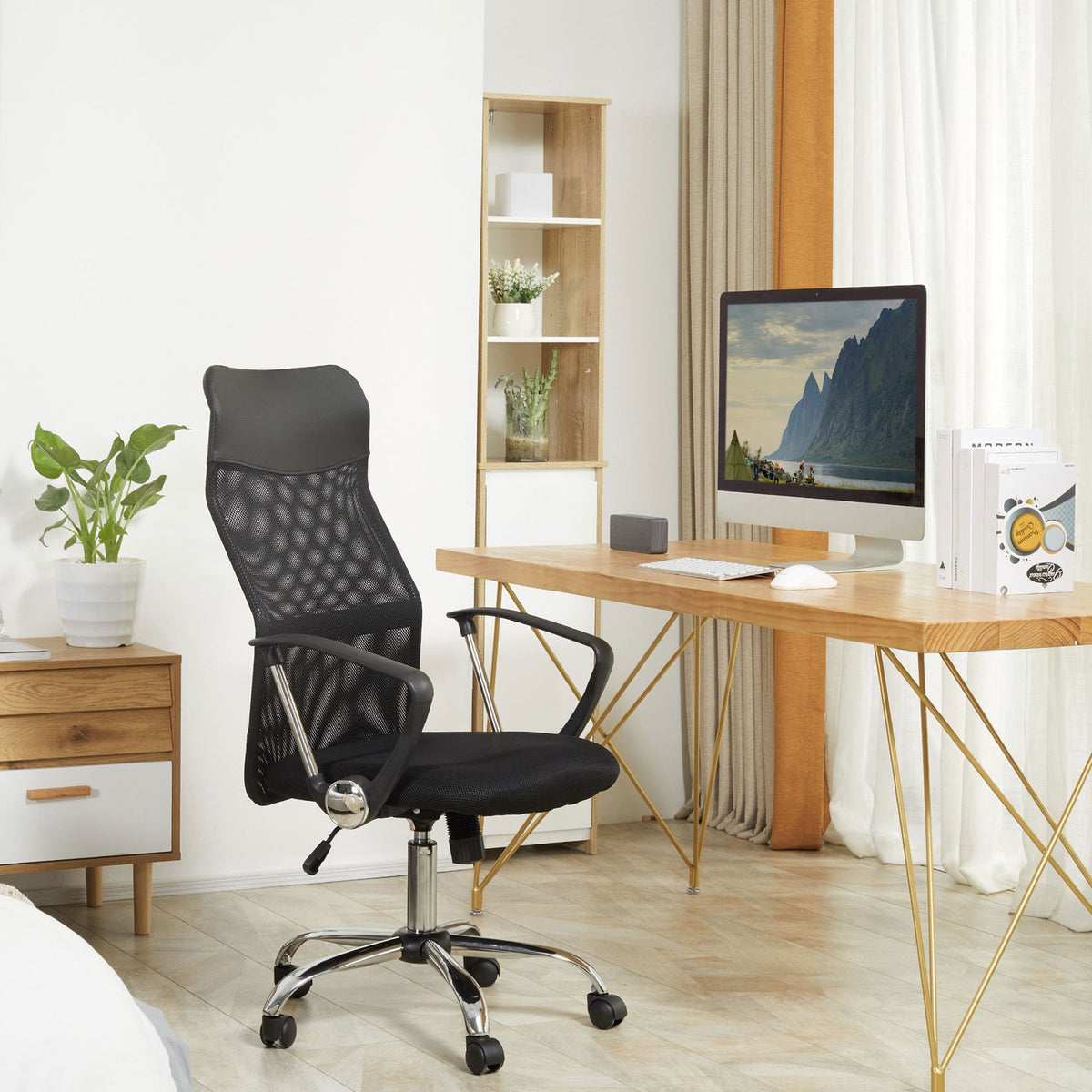 Ergonomic Office Chair, Gaming Chair, Swivel Chair With Rocker Function, Height-Adjustable Desk Chair, Foam, Mesh, Black
