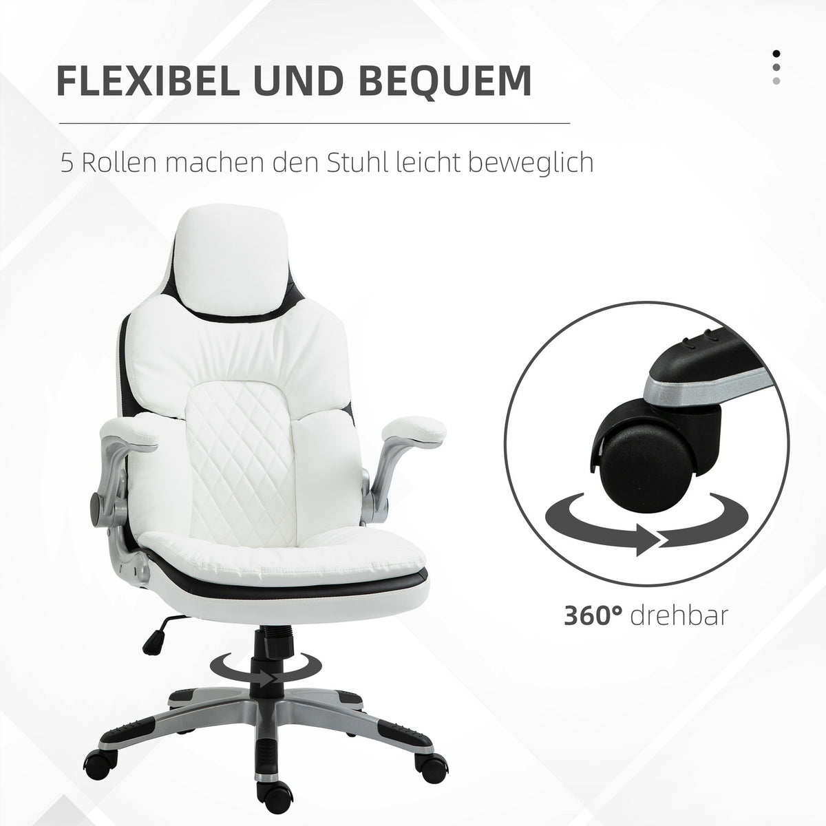 Ergonomic Office Chair Height-Adjustable, Folding Armrests, Rocker Function, 69X67X113-121Cm