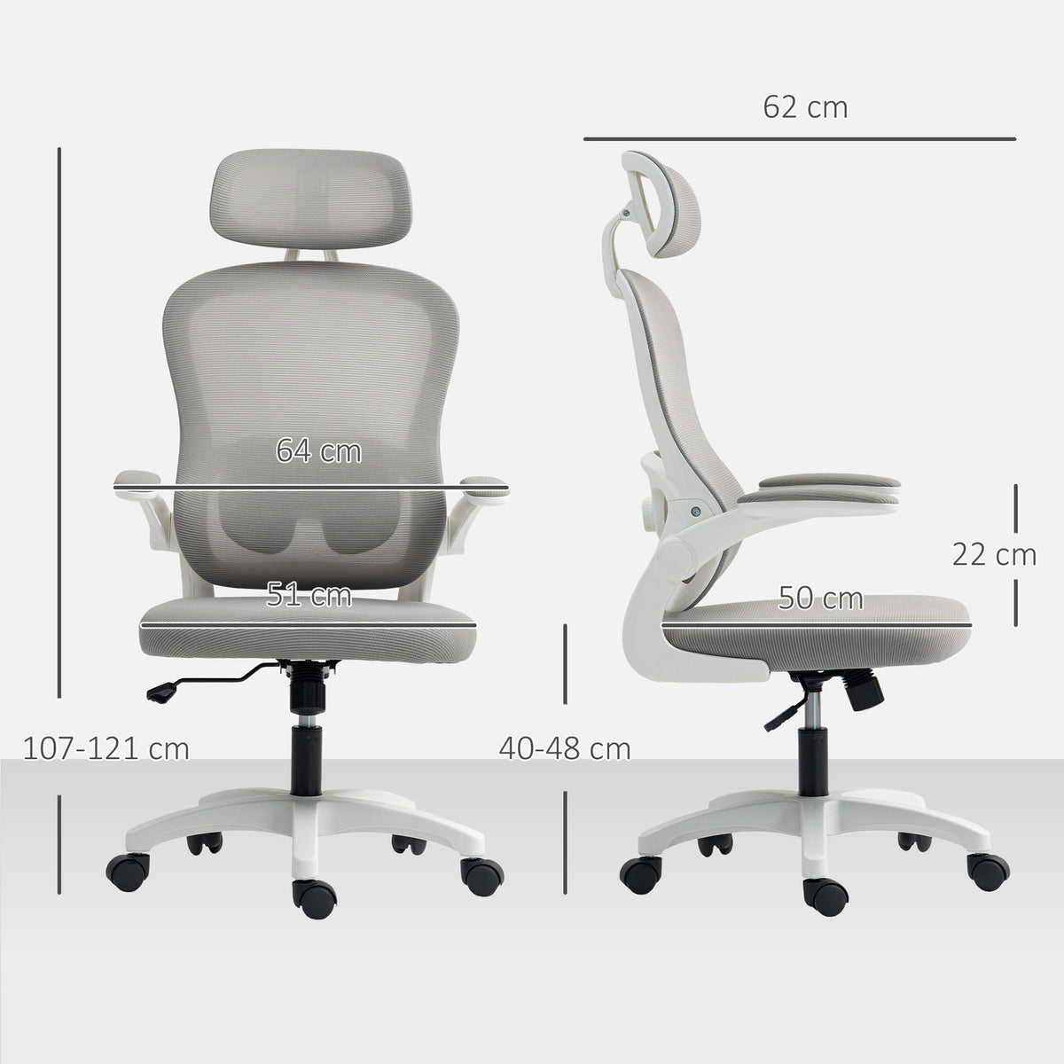 Ergonomic Office Chair, Mesh Back, Adjustable, Gray