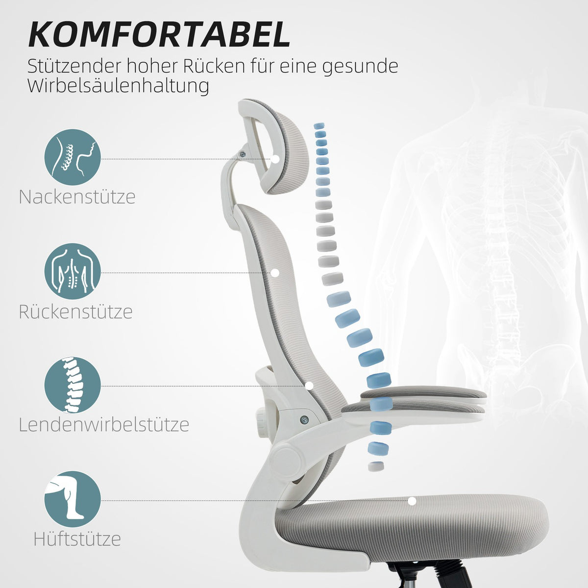 Ergonomic Office Chair, Mesh Back, Adjustable, Gray