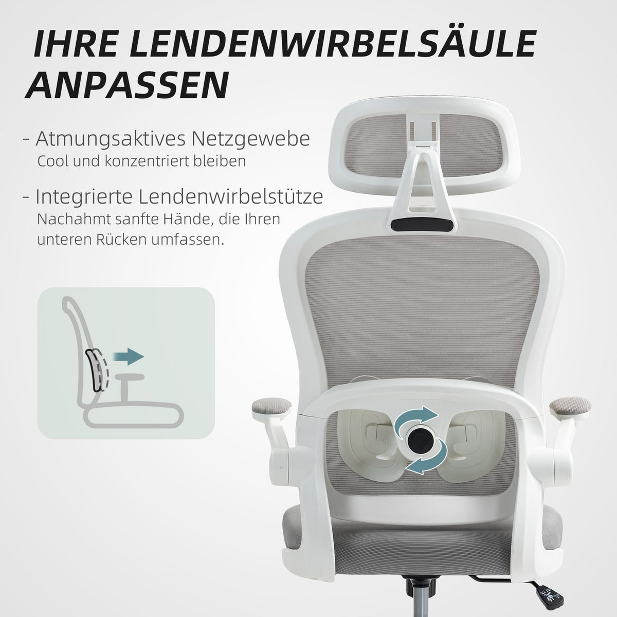 Ergonomic Office Chair, Mesh Back, Adjustable, Gray