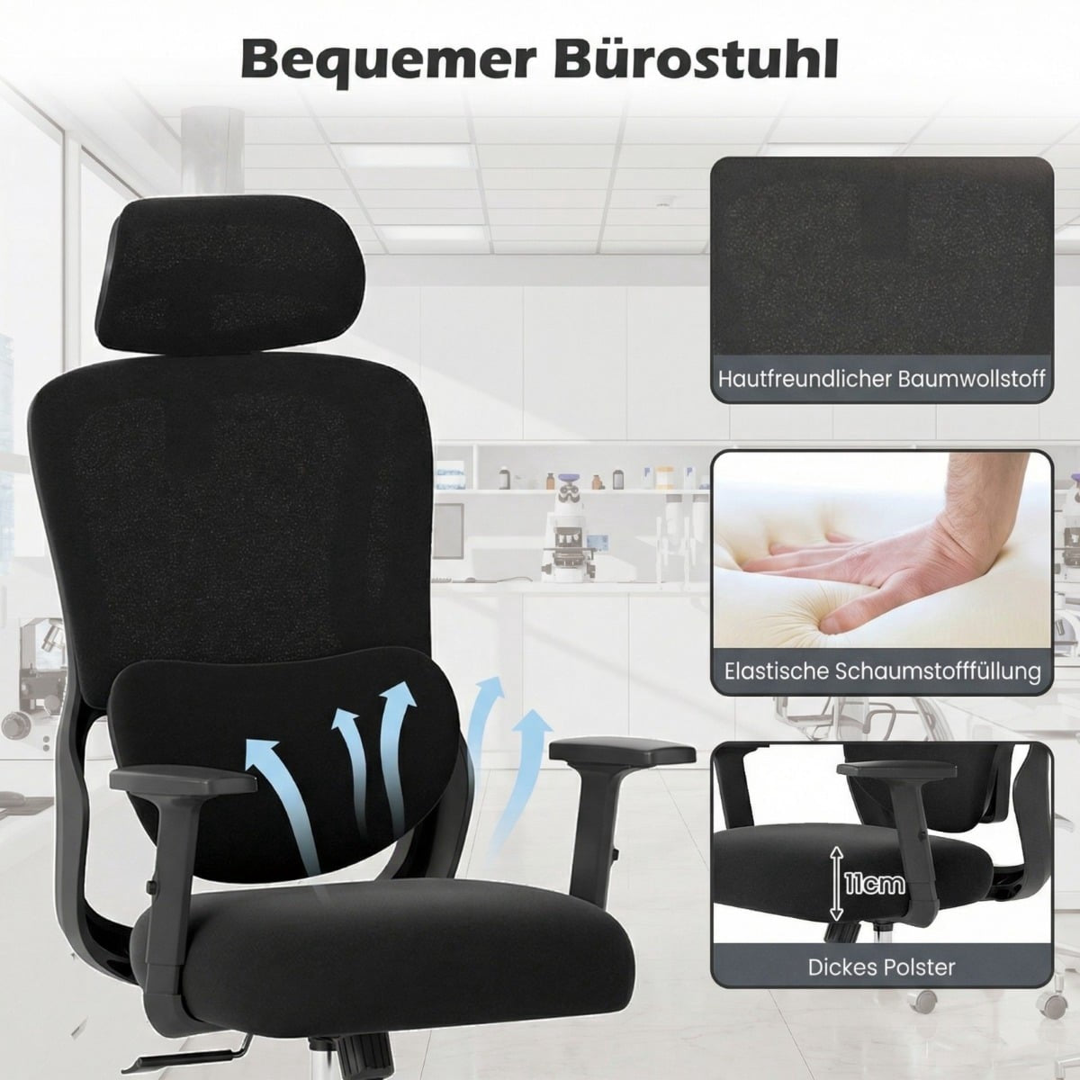 Ergonomic Office Chair with Adjustable Headrest & Lumbar Support