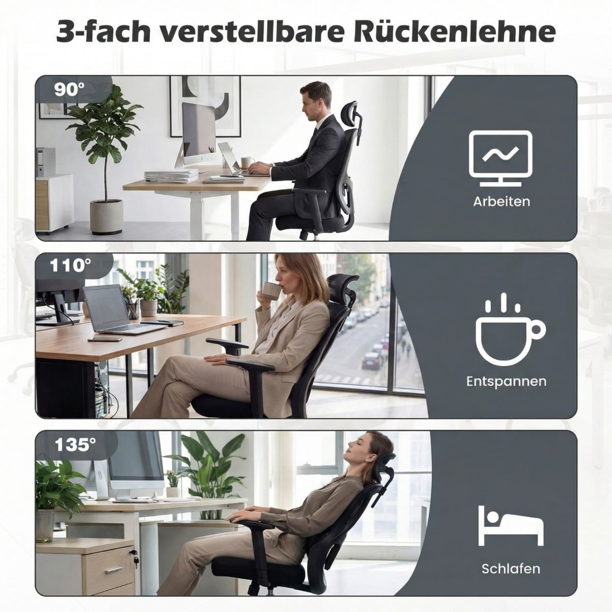Ergonomic Office Chair with Adjustable Headrest & Lumbar Support