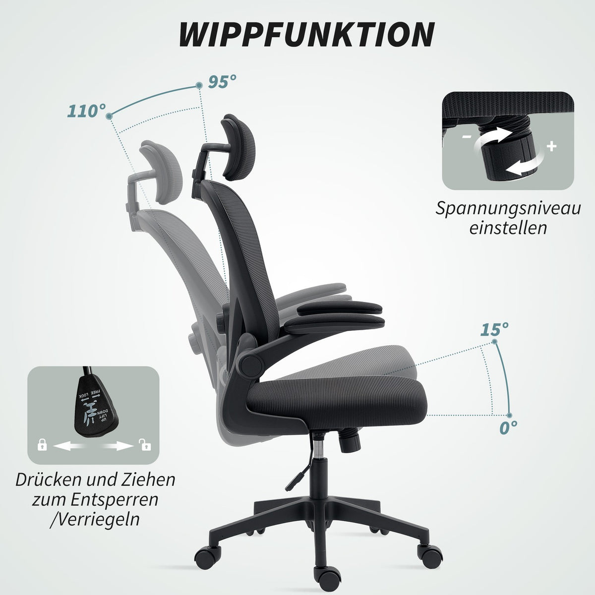 Ergonomic Office Chair with Adjustable Headrest and Lumbar Support