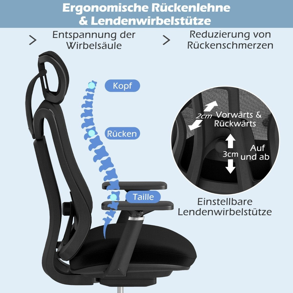 Ergonomic Office Chair with Adjustable Lumbar & Headrest