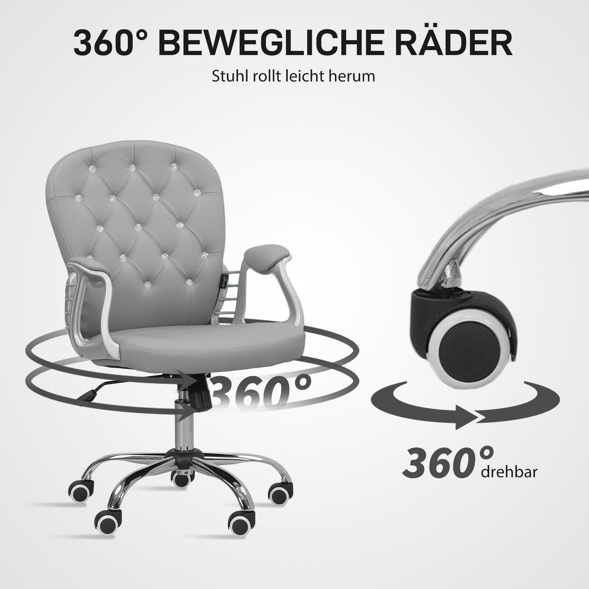 Ergonomic Office Chair with Armrests, Light Grey, Adjustable