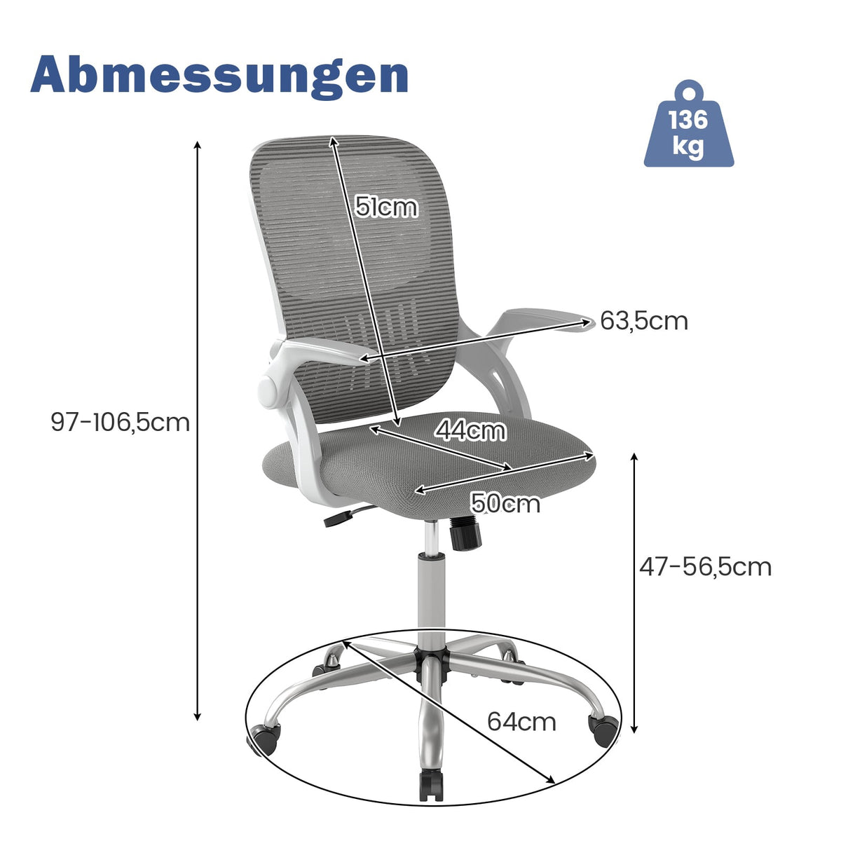 Ergonomic Office Chair with Flip-Up Arms & Tilt Function