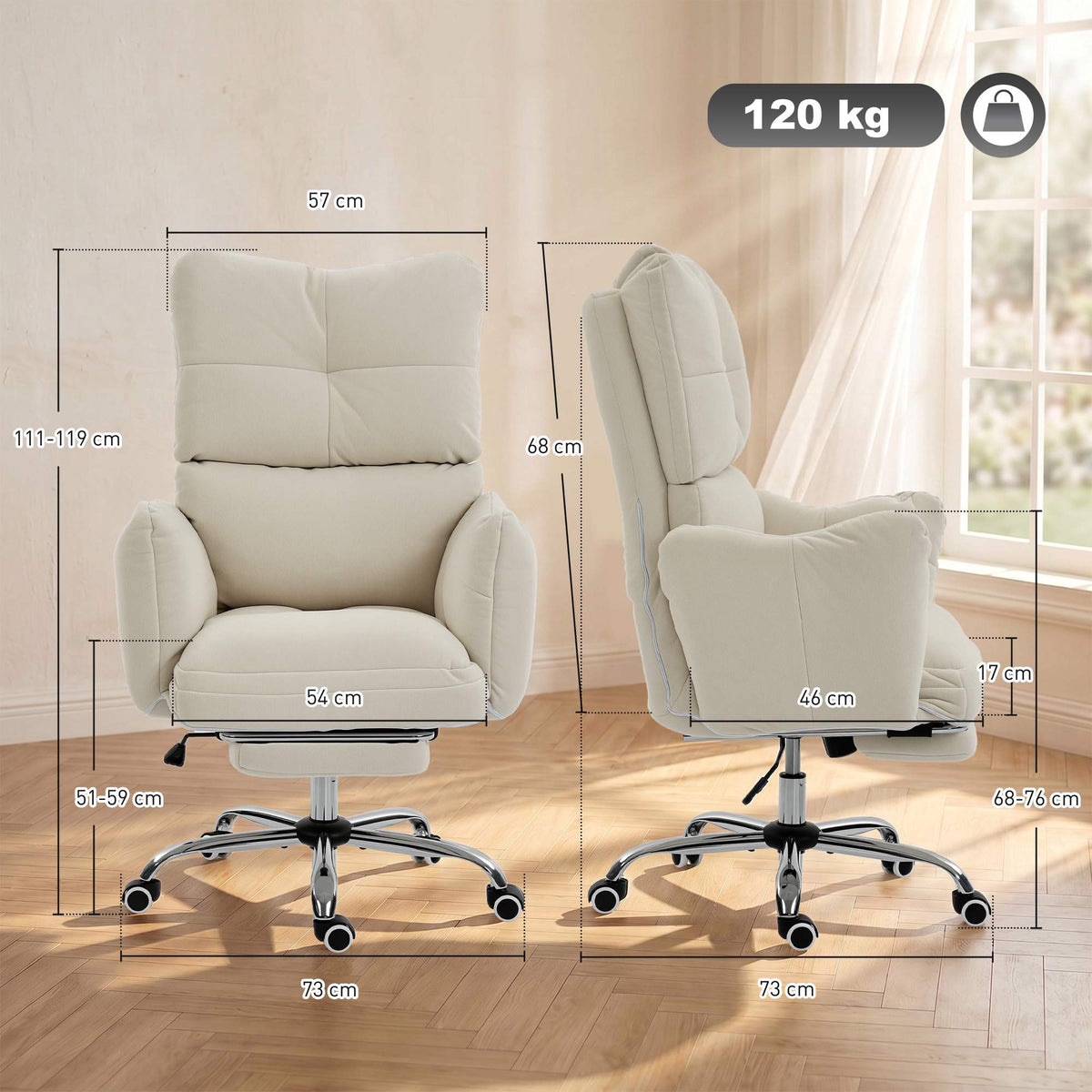 Ergonomic Office Chair with Footrest, Adjustable Backrest