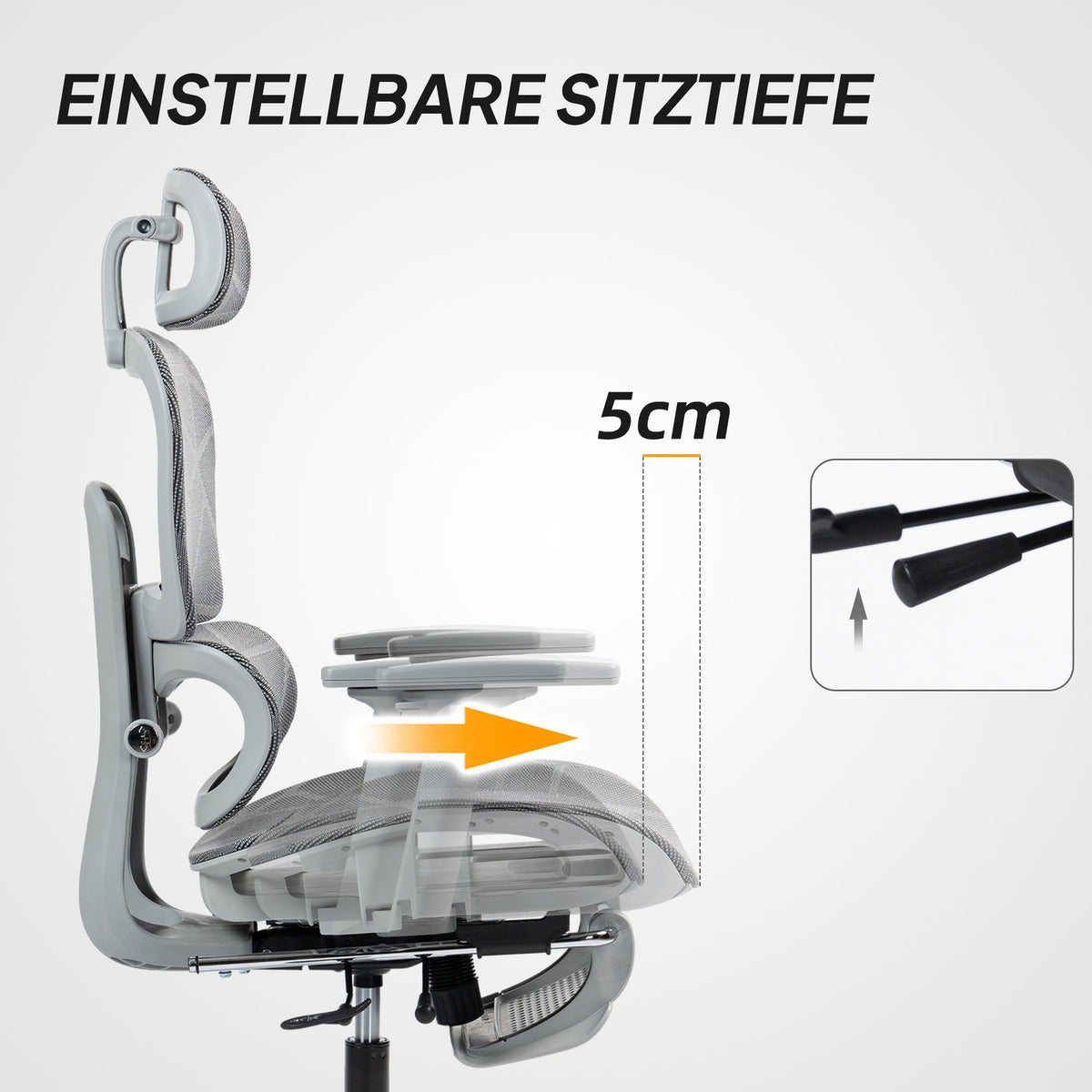 Ergonomic Office Chair with Footrest, Reclining Backrest
