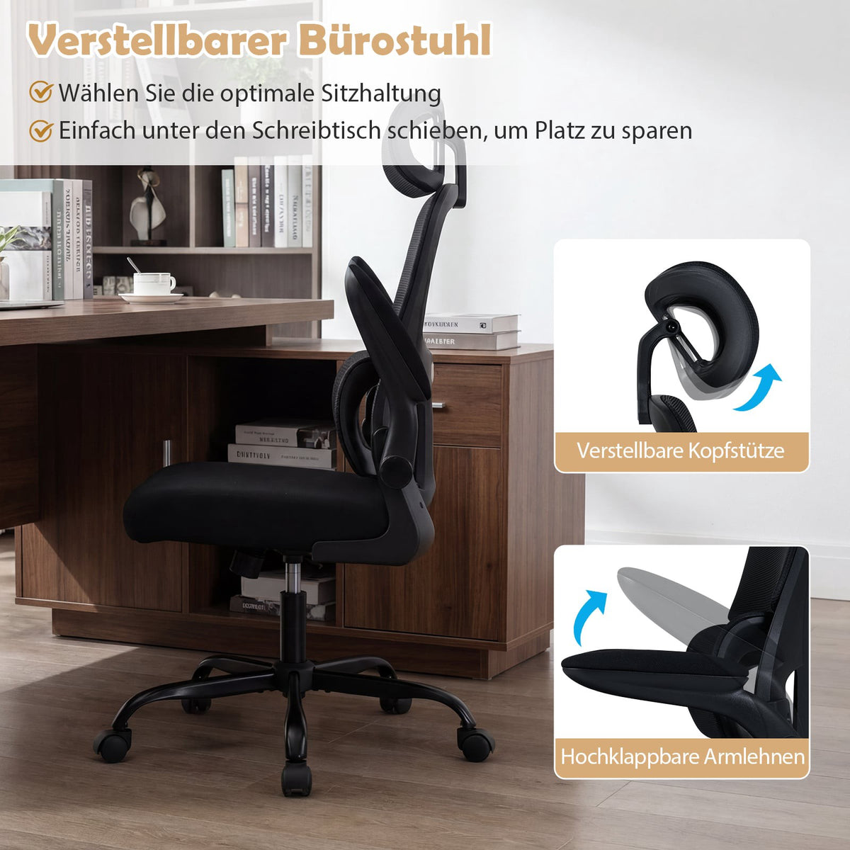 Ergonomic Office Chair with Lumbar Support, Black