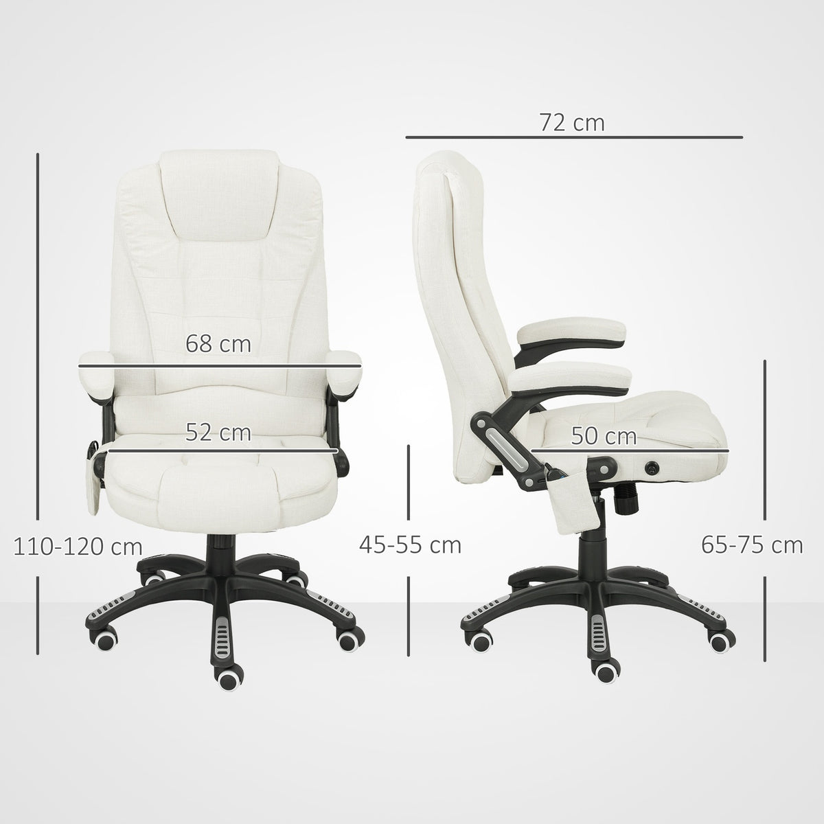 Ergonomic Office Chair with Massage, Cream White, 68x72x110-120 cm