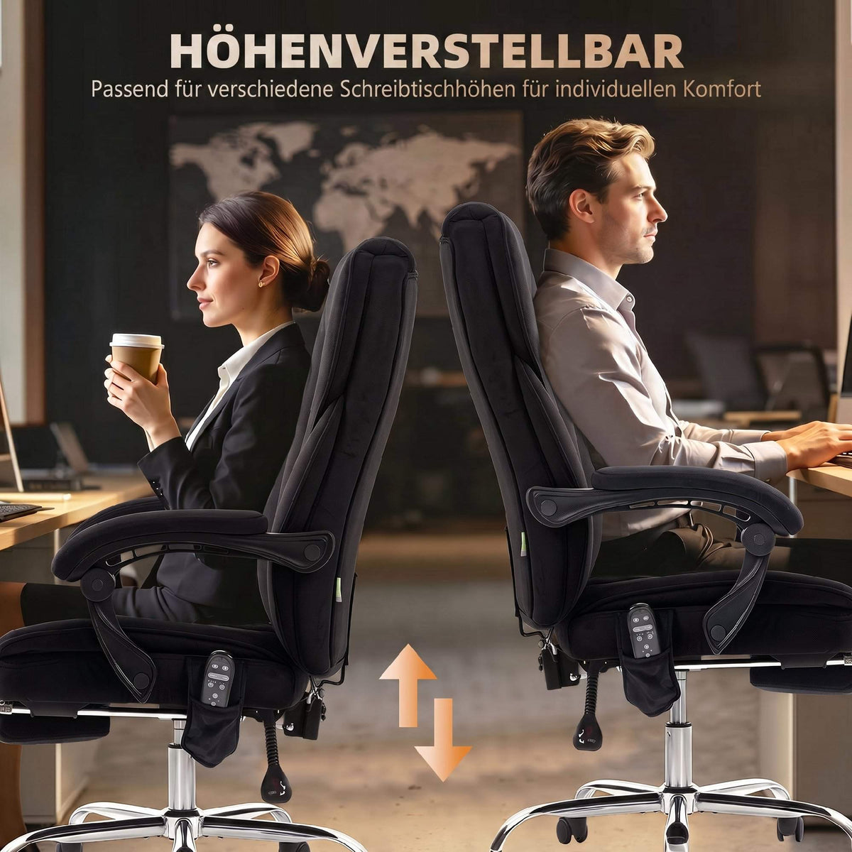 Ergonomic Office Chair with Massage, Footrest, Black