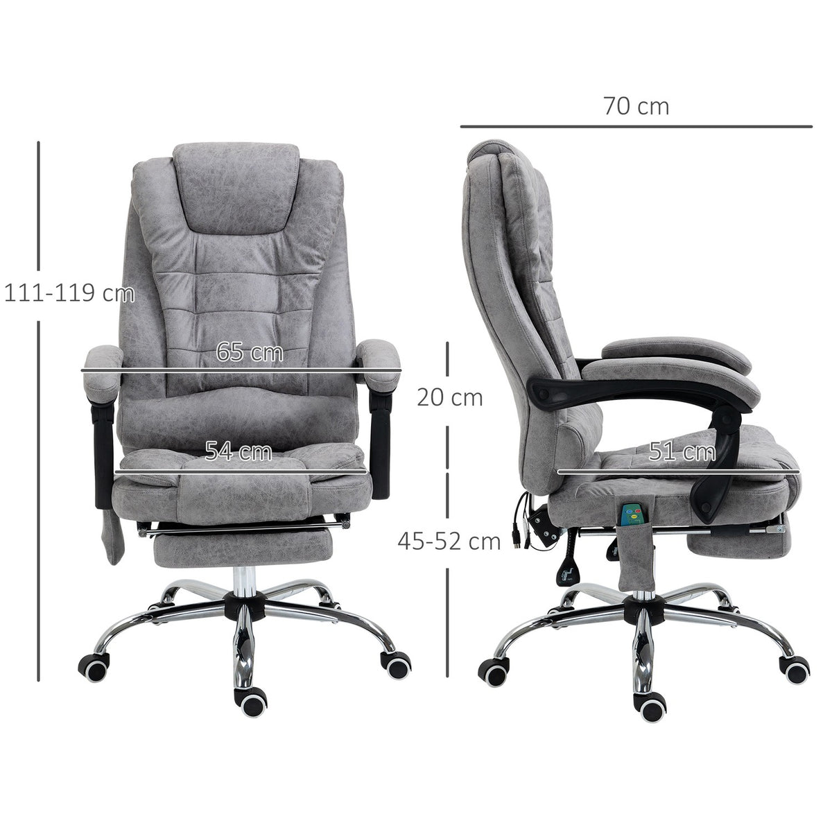 Ergonomic Office Chair with Massage, Recline & Heat, Gray