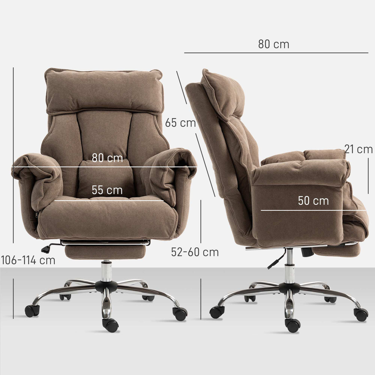 Ergonomic Office Chair with Reclining Backrest and Footrest