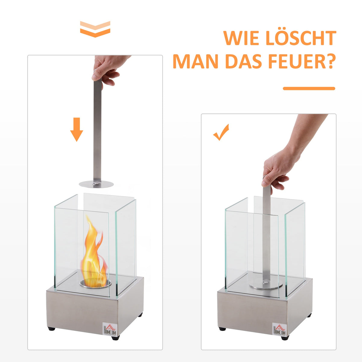 Ethanol Fireplace Bio-Ethanol Burner 0.4L 2 Hours Burning Time No Smoke Stainless Steel 20 X 20 X 33 Cm