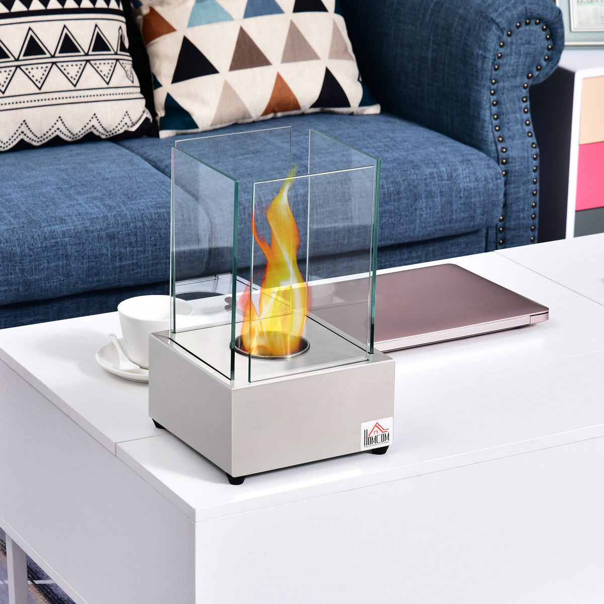 Ethanol Fireplace Bio-Ethanol Burner 0.4L 2 Hours Burning Time No Smoke Stainless Steel 20 X 20 X 33 Cm