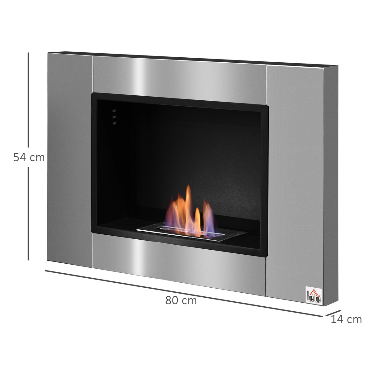 Ethanol Fireplace Bio Ethanol Burner 1.5 L 2.5 Hours Burning Time No Smoke Stainless Steel 80 X 14 X 54 Cm