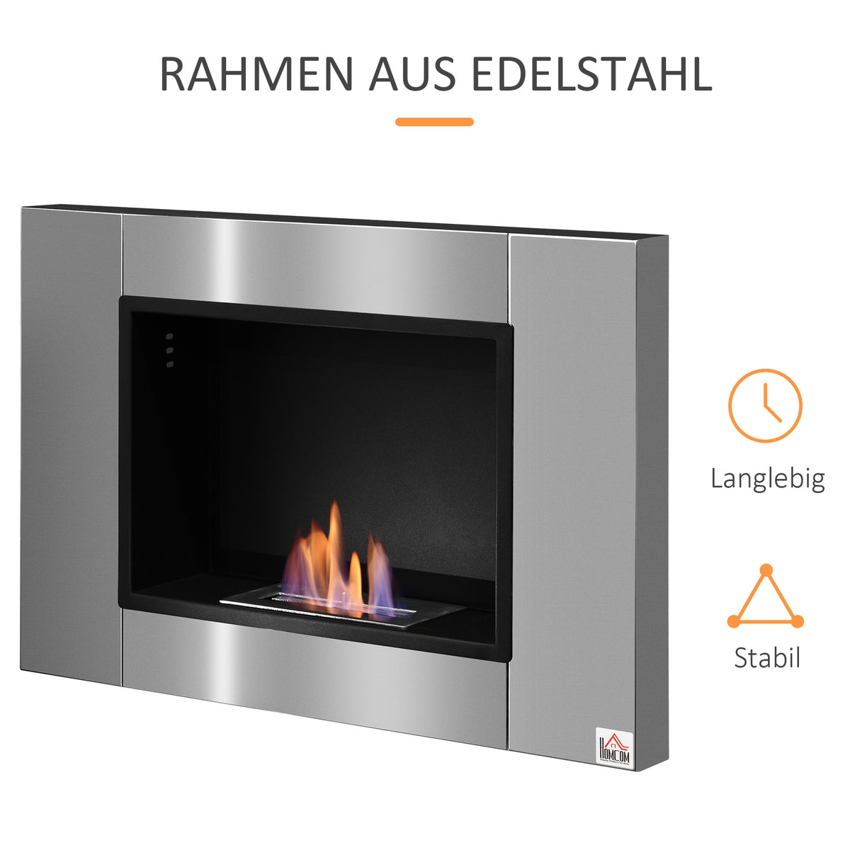 Ethanol Fireplace Bio Ethanol Burner 1.5 L 2.5 Hours Burning Time No Smoke Stainless Steel 80 X 14 X 54 Cm