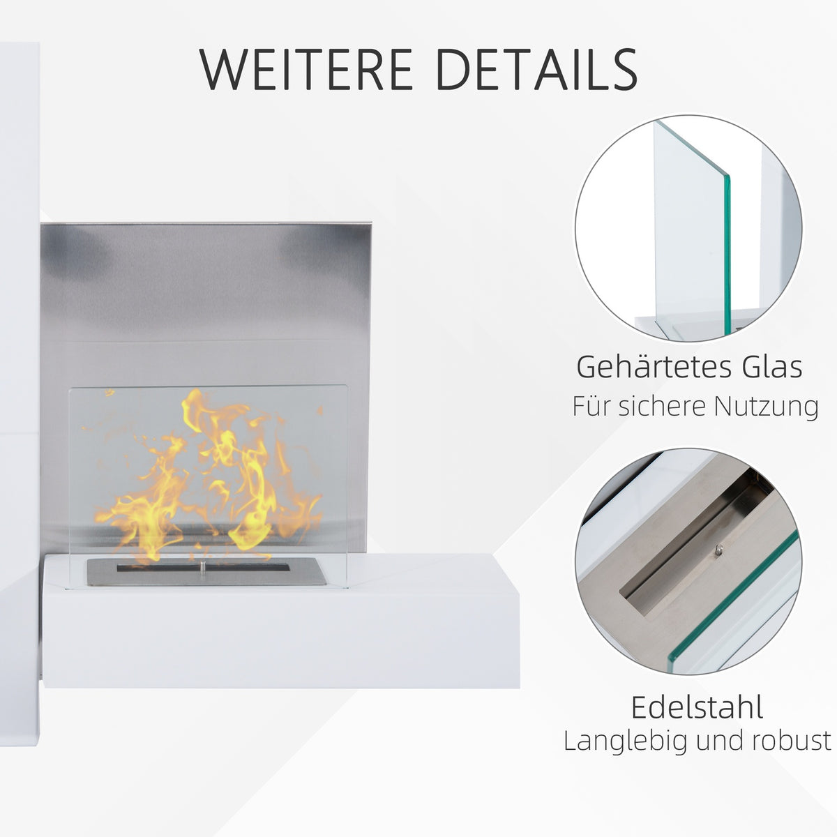 Ethanol Fireplace Bio-Ethanol Burner 1.5L 3 Hours Burning Time With One Flap Accessories For Wall Mounting No Smoke Stainless Steel 75X22X63Cm