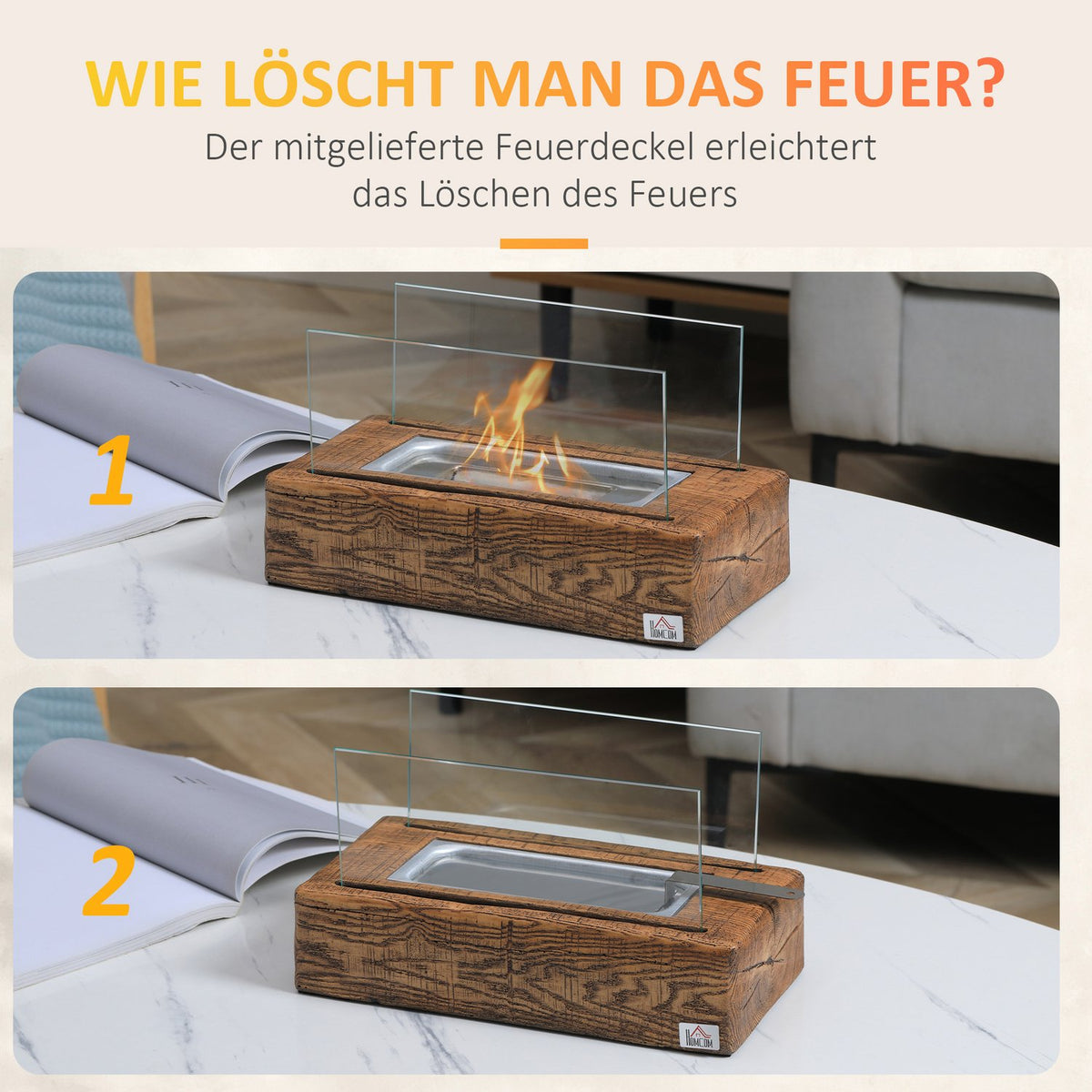 Ethanol fireplace 0.15L 45 min burning time for 18m² bio ethanol burner table fireplace with fire extinguisher lid and tempered glass