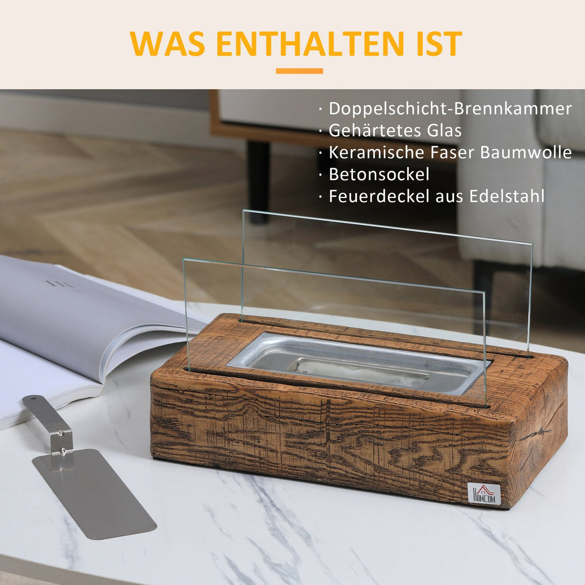 Ethanol fireplace 0.15L 45 min burning time for 18m² bio ethanol burner table fireplace with fire extinguisher lid and tempered glass