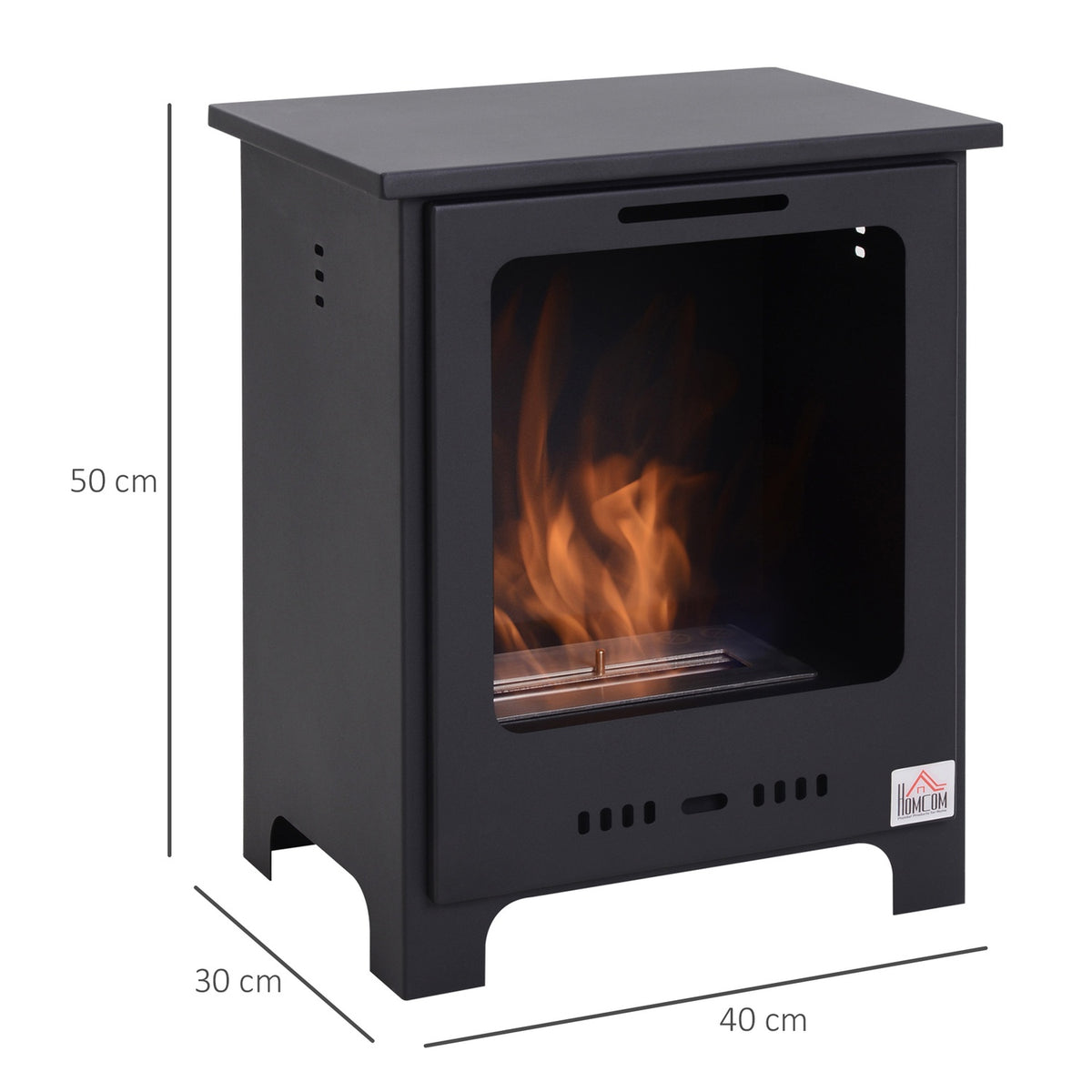 Ethanol fireplace bio ethanol burner 0.9 L 3 hours burning time no smoke metal 40 x 30 x 50 cm