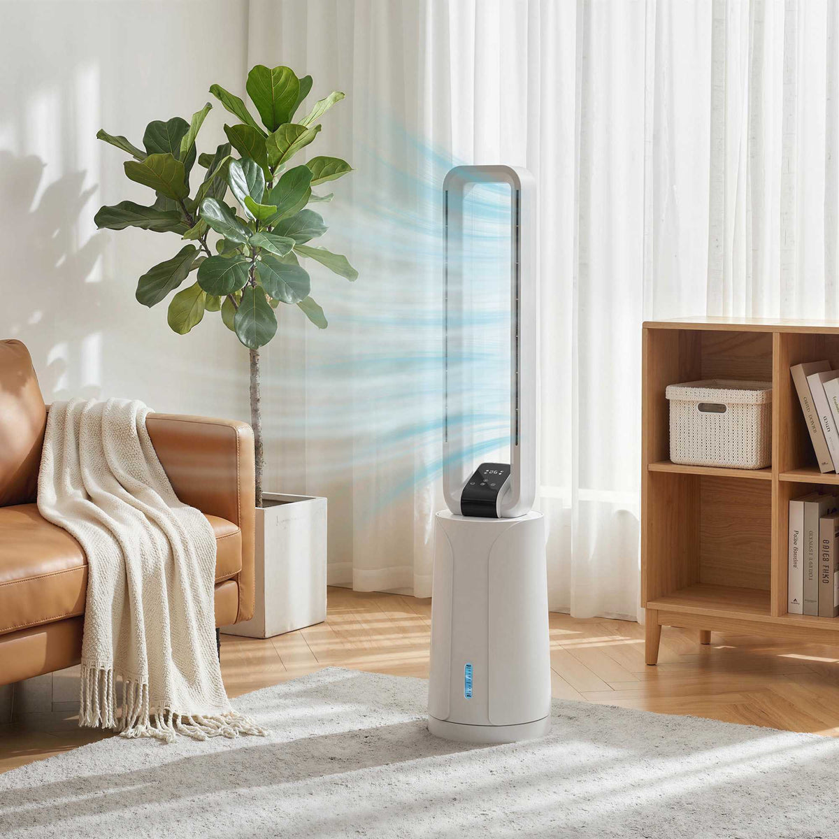 Evaporative Air Cooler with Remote, 15-Hour Timer, White