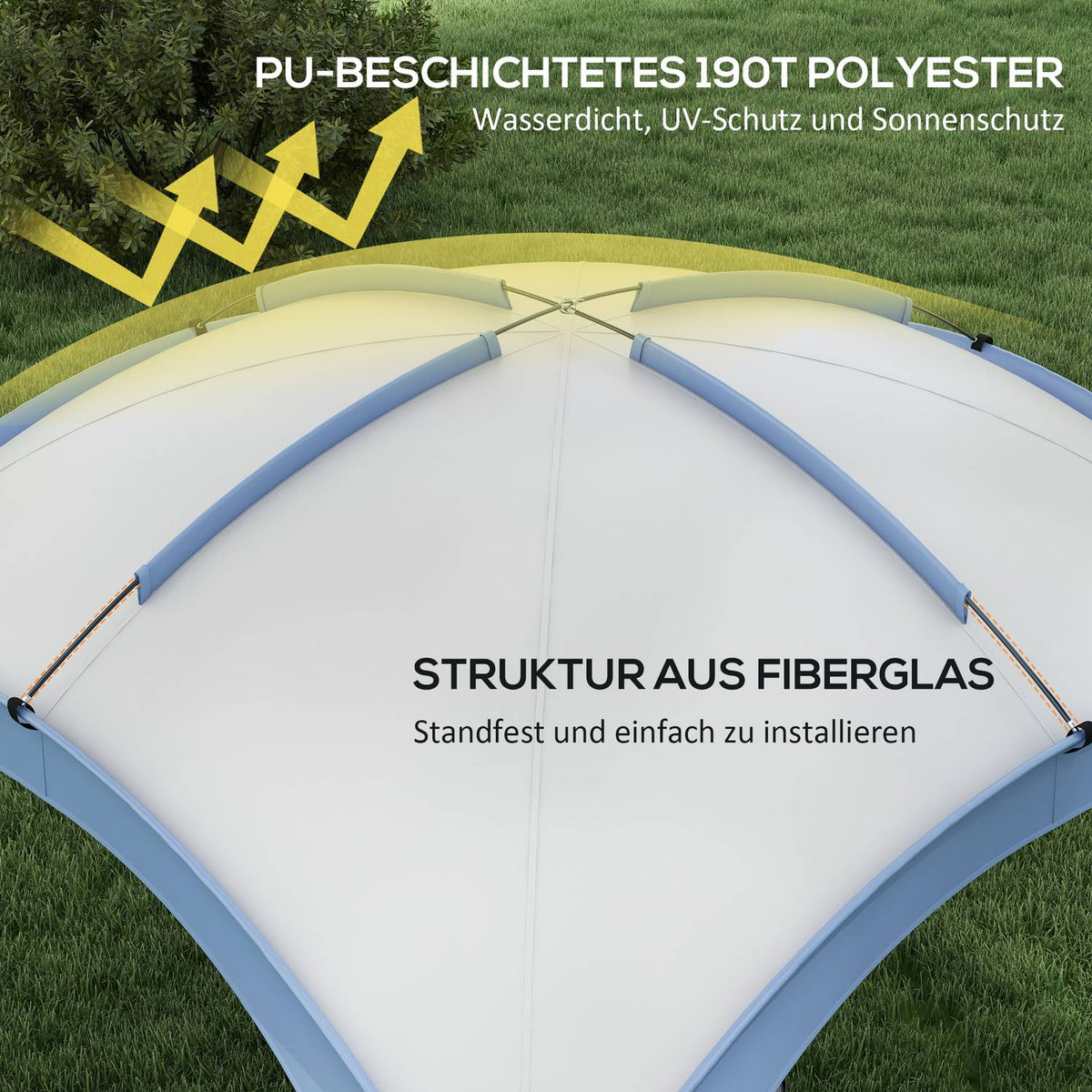 Event Shelter 3.5 x 3.5 m Gazebo with Hook Door Water-Repellent Winterproof Garden Gazebo Party Tent Sun Protection for Camping, Garden Festivals Blue