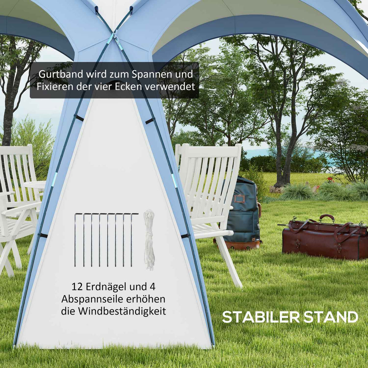 Event Shelter 3.5 x 3.5 m Gazebo with Hook Door Water-Repellent Winterproof Garden Gazebo Party Tent Sun Protection for Camping, Garden Festivals Blue