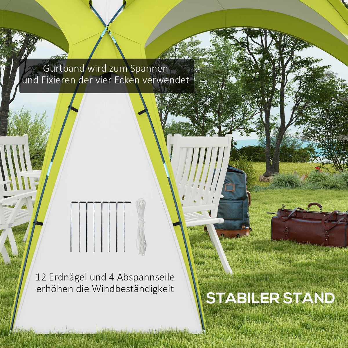 Event Shelter 3.5 x 3.5 m Gazebo with Hook Door Water-Repellent Winterproof Garden Gazebo Party Tent Sun Protection for Camping, Garden Festivals Green