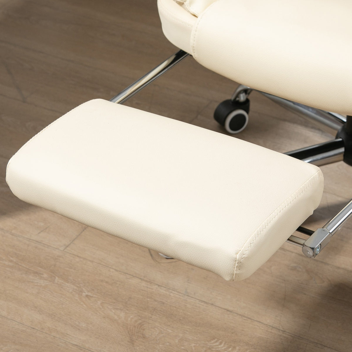 Executive Chair Office Chair With Footrest, Desk Chair With Tilt Function, Height-Adjustable Computer Chair With Armrest, Faux Leather, Cream