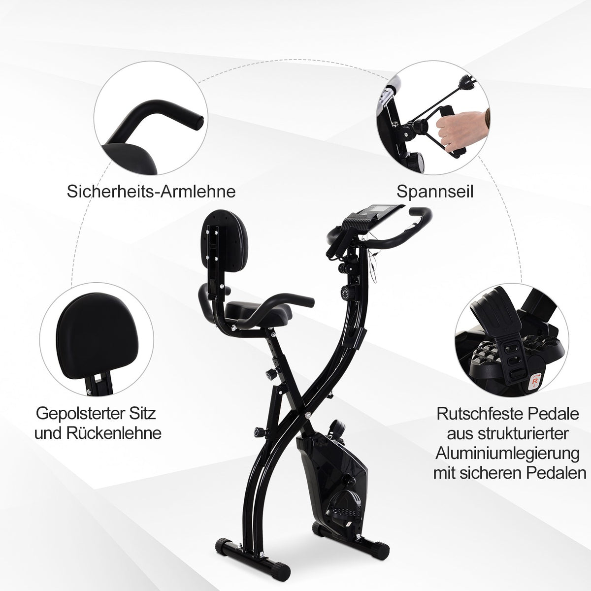 Exercise Bike 2-In-1 Bicycle Trainer Home Trainer Folding Exercise Bike With 8 Levels Of Adjustable Magnetic Resistance And 1 Pair Of Steel Tension Ropes