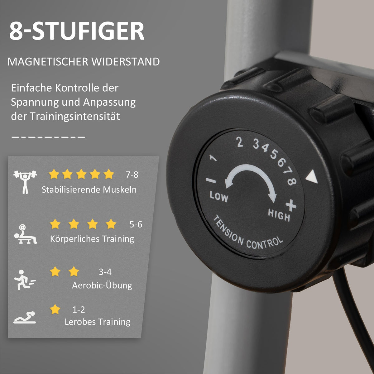Exercise Bike Bicycle Trainer With 8 Levels Of Adjustable Magnetic Resistance, Foldable Fitness Bike, Height-Adjustable Lcd Display, Hand Pulse Sensors