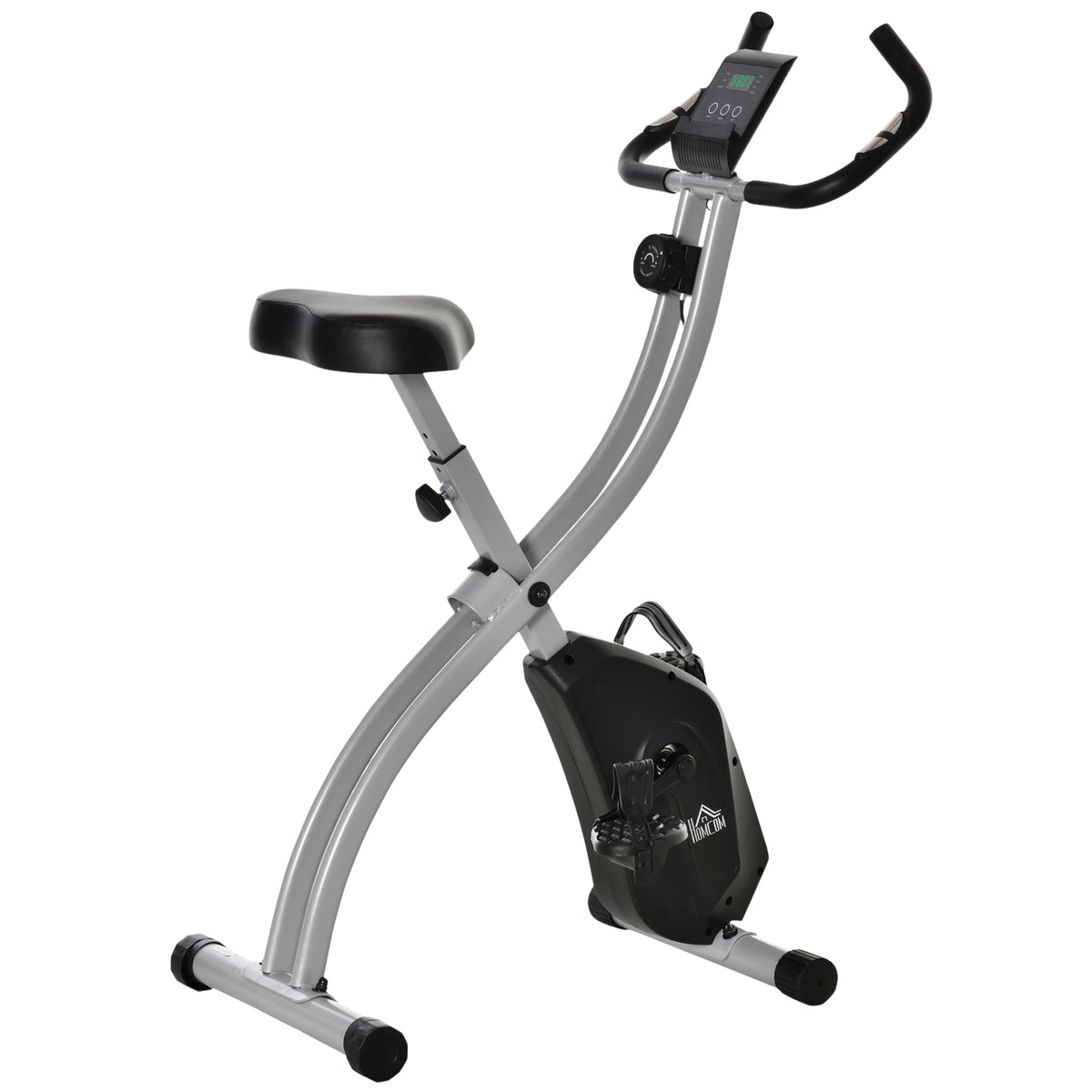 Exercise Bike Bicycle Trainer With 8 Levels Of Adjustable Magnetic Resistance, Foldable Fitness Bike, Height-Adjustable Lcd Display, Hand Pulse Sensors