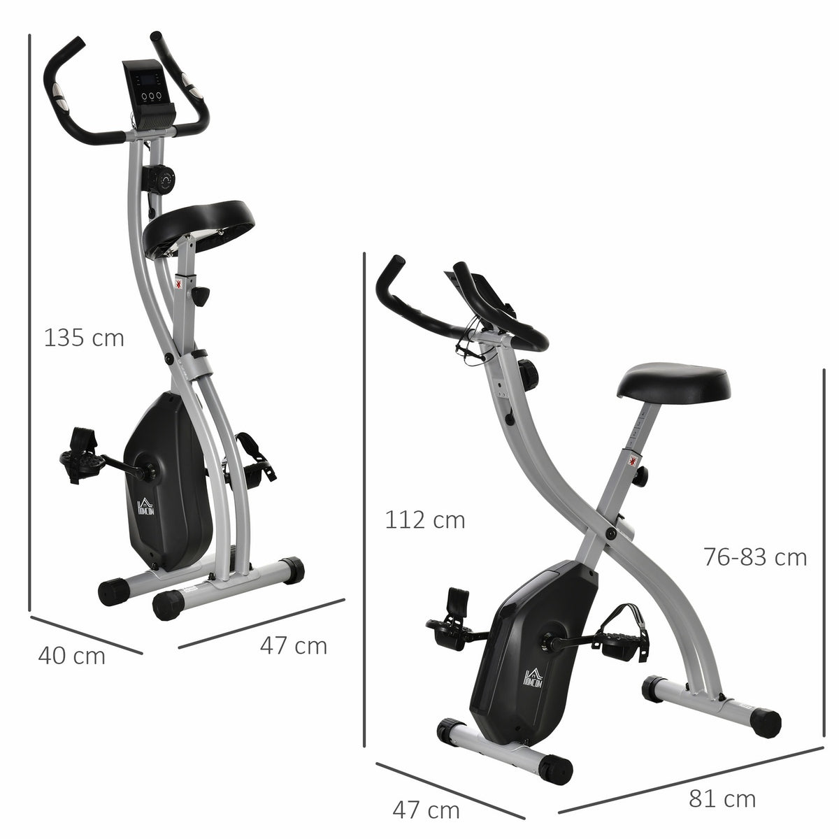 Exercise Bike Bicycle Trainer With 8 Levels Of Adjustable Magnetic Resistance, Foldable Fitness Bike, Height-Adjustable Lcd Display, Hand Pulse Sensors