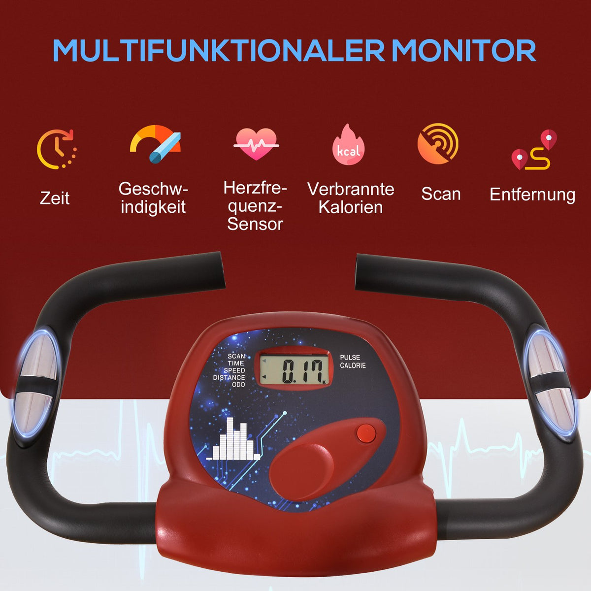 Exercise Bike Bicycle Trainer With 8 Levels Of Adjustable Magnetic Resistance, Height-Adjustable Steel Red + White 43 X 97 X 109 Cm