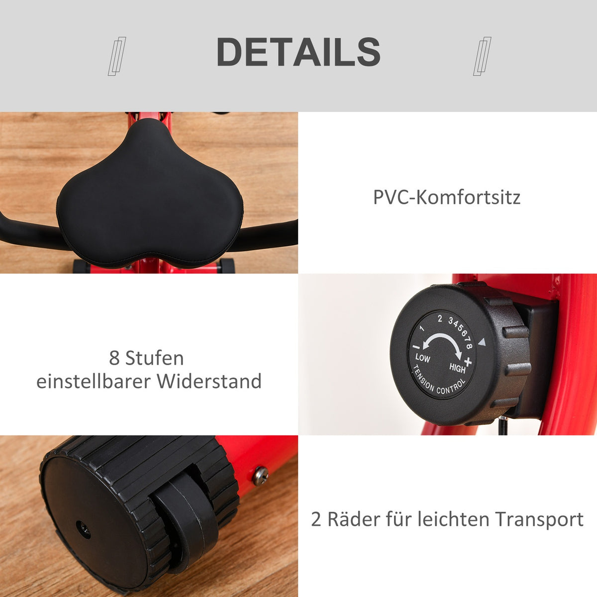 Exercise Bike Exercise Bike F-Bike 1.5 Kg Flywheel With 8-Level Adjustable Magnetic Resistance Wheels Red + Black