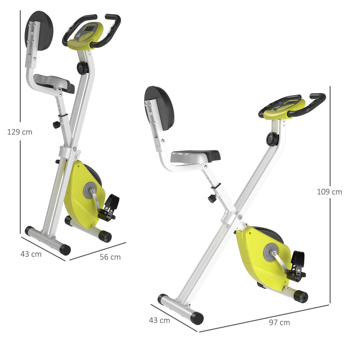 Exercise Bike F-Bike Bicycle Trainer With 8-Level Adjustable Magnetic Resistance, Height-Adjustable Steel Yellow + White 43 X 97 X 109 Cm