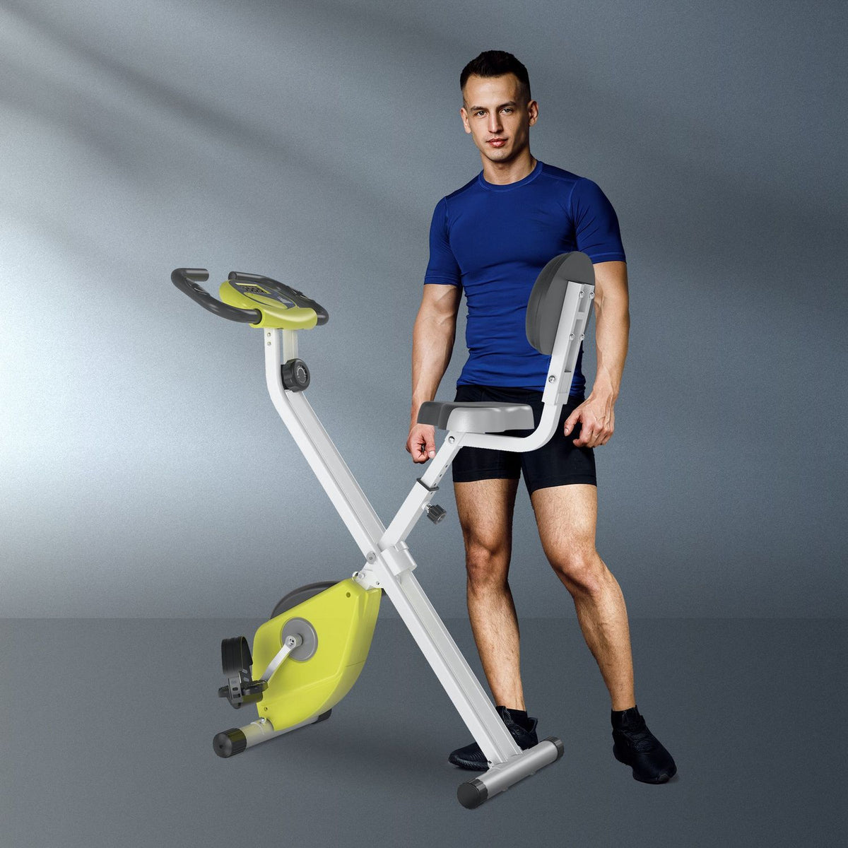 Exercise Bike F-Bike Bicycle Trainer With 8-Level Adjustable Magnetic Resistance, Height-Adjustable Steel Yellow + White 43 X 97 X 109 Cm