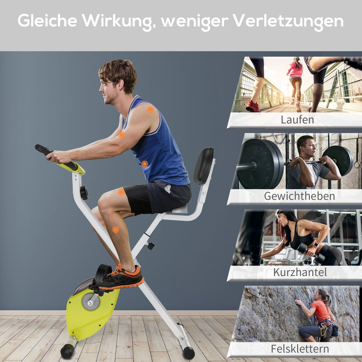 Exercise Bike F-Bike Bicycle Trainer With 8-Level Adjustable Magnetic Resistance, Height-Adjustable Steel Yellow + White 43 X 97 X 109 Cm