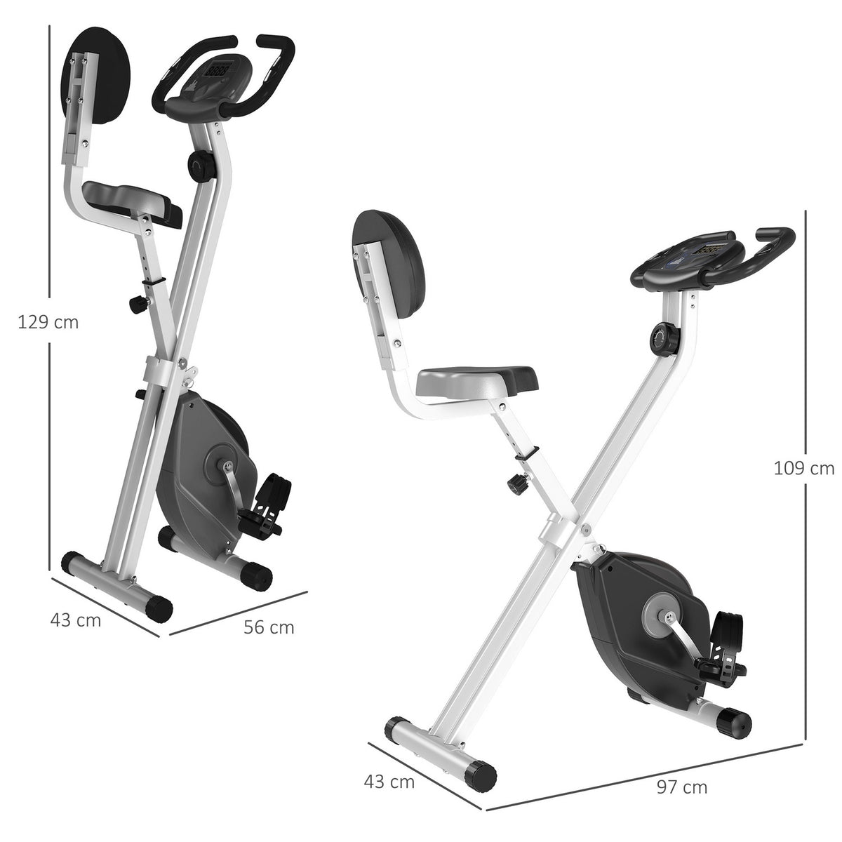 Exercise Bike F-Bike Bicycle Trainer With 8-Level Magnetic Resistance, Height Adjustable, Steel, Black + Gray, 43X97X109 Cm