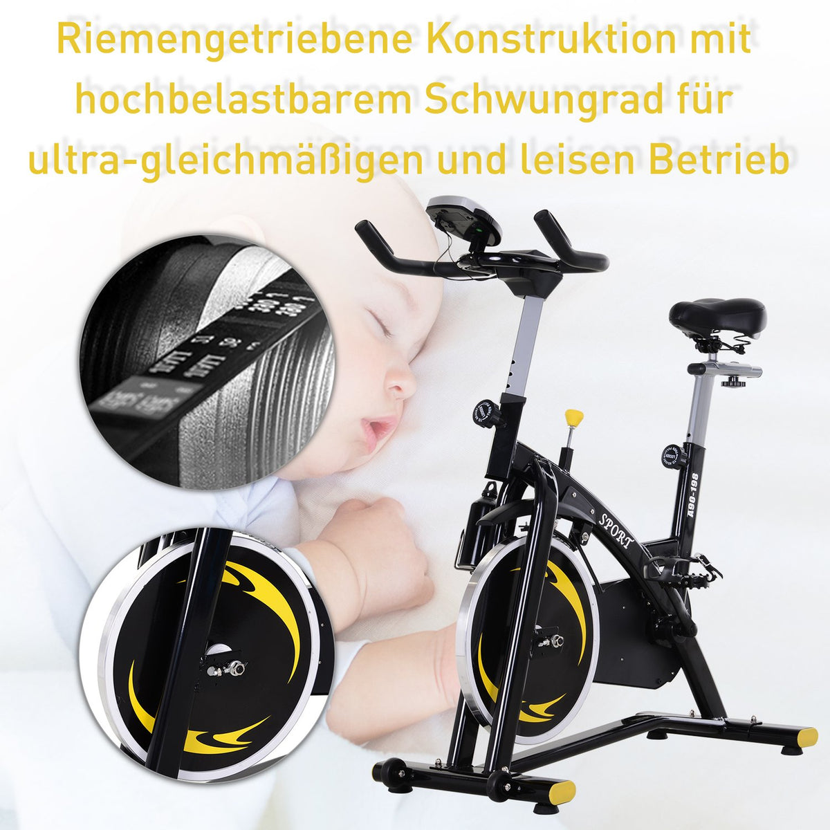 Exercise Bike Flywheel With Continuous Resistance With 10Kg Fitness Bike Bicycle Trainer Height Adjustable Steel Black, 120X47X104.5-117 Cm