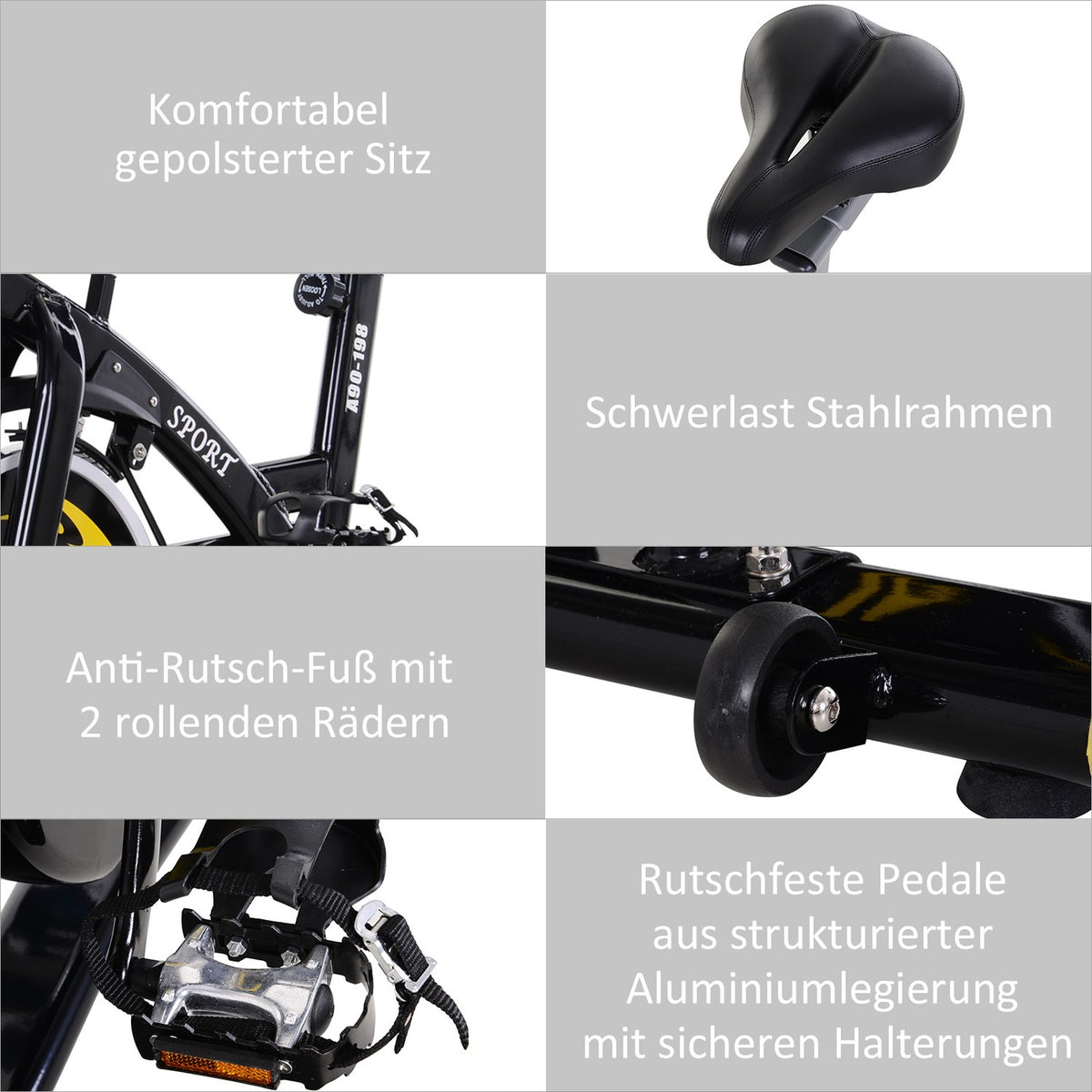 Exercise Bike Flywheel With Continuous Resistance With 10Kg Fitness Bike Bicycle Trainer Height Adjustable Steel Black, 120X47X104.5-117 Cm