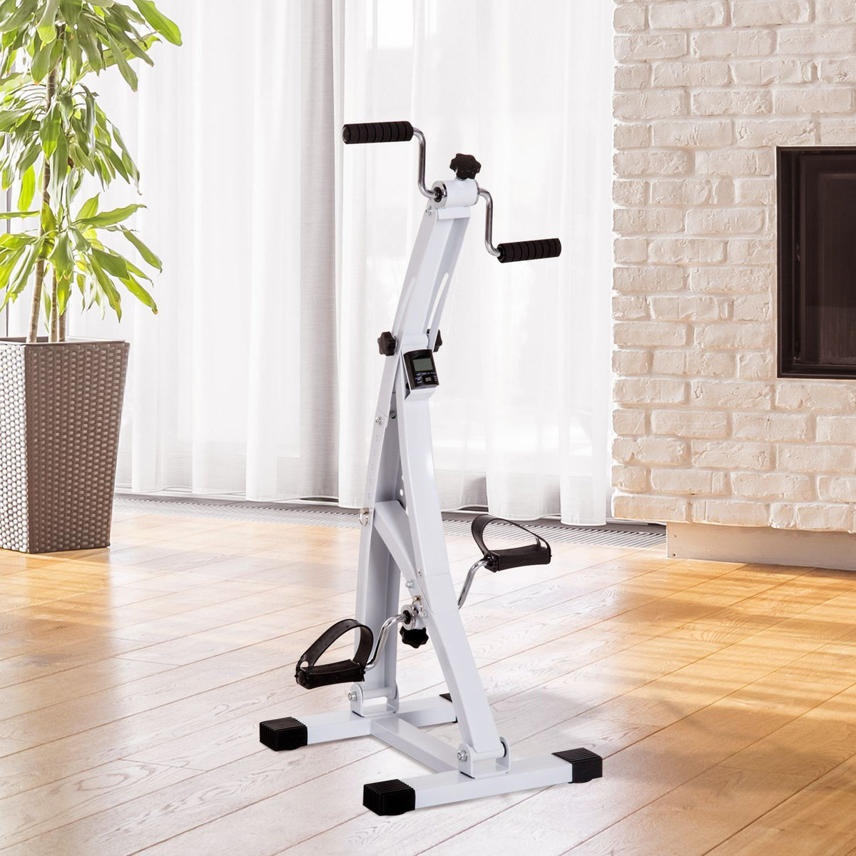 Exercise bike exercise trainer pedal trainer for seniors, steel, white, 40x42.5x100cm