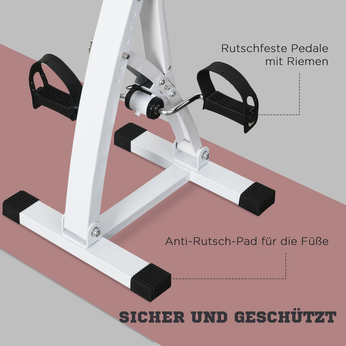 Exercise bike exercise trainer pedal trainer for seniors, steel, white, 40x42.5x100cm