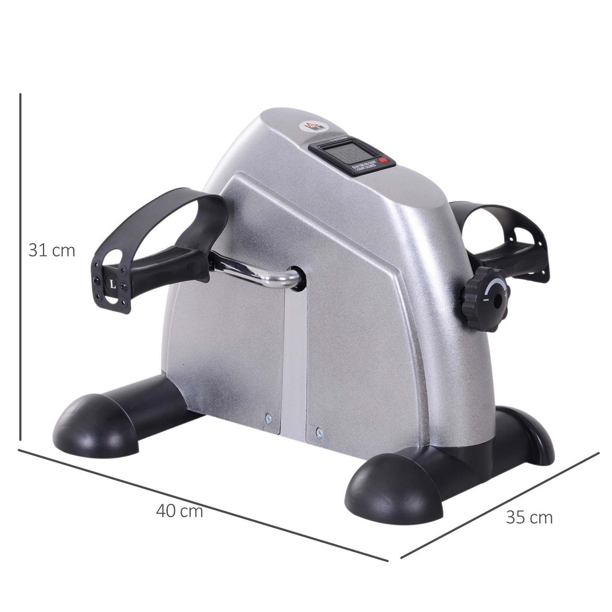 Exercise bike mini bike pedal trainer training bike bicycle device with LCD display cast iron silver 35 x 40 x 31 cm