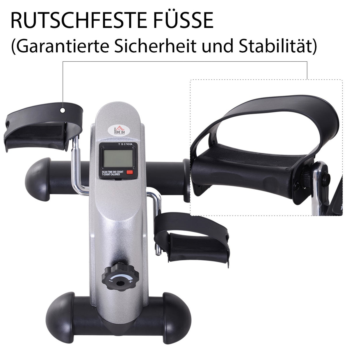 Exercise bike mini bike pedal trainer training bike bicycle device with LCD display cast iron silver 35 x 40 x 31 cm