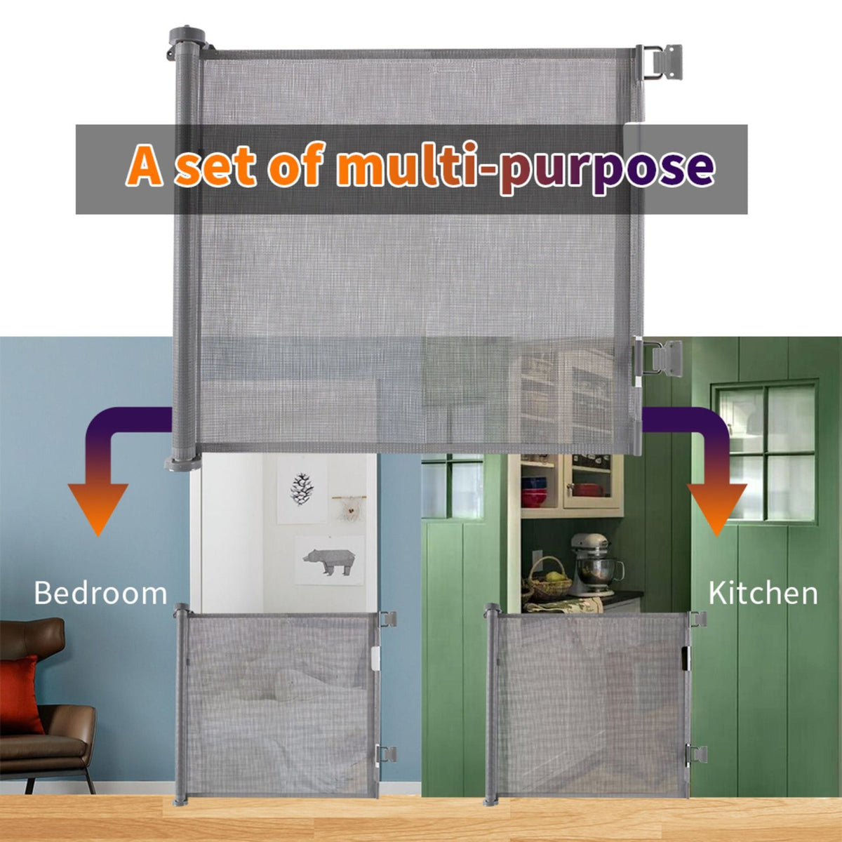 Expandable Child Safety Gate for Doors and Stairs